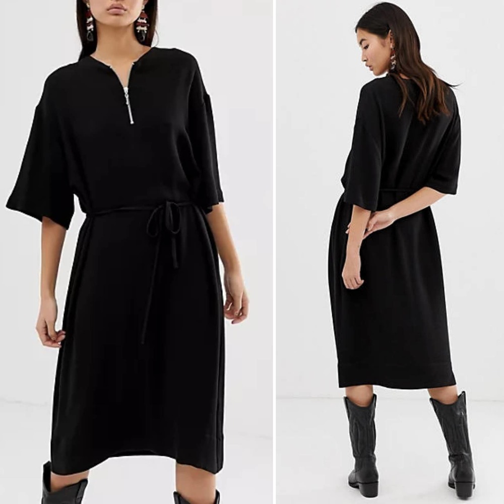 SOLD! WEEKDAY Oversized Tie Waist Smock Dress NWT - Picture 1 of 8